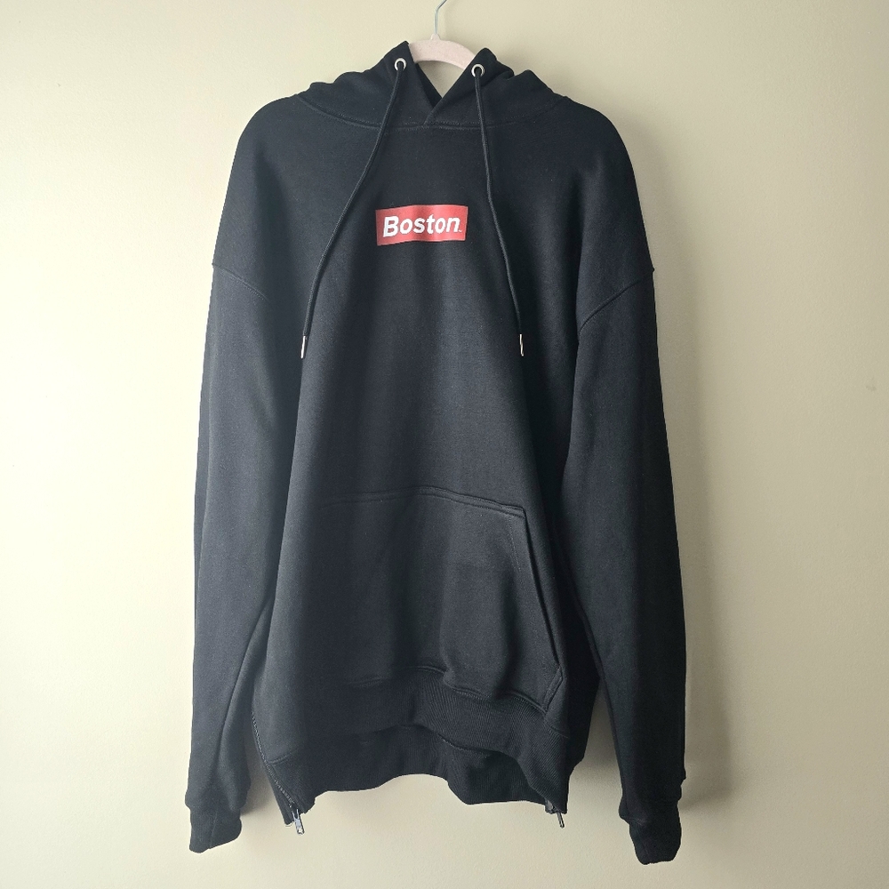 BOSTON Box logo zip Black Hoodie The Label LTD